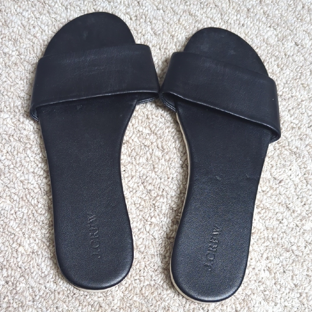 JCrew Women's Black Slide Sandals Size 9